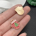 Kerstwant-bedeltjes van rood emaille en gouden legering voor feestelijke DIY-sieraden - Rode Emaille Kerst Handschoen (15x19)
