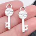 Colgantes de llave de aleación de plata retro con patrón de corazón para joyería DIY - Llave Plata Brillante (20971)