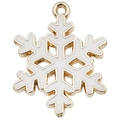 Colgante de copo de nieve dorado con esmalte blanco para joyería de Navidad DIY - Copo de Nieve Navideño Hexagonal Blanco (19x24mm)