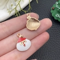 Kerstman bedeltje met rood emaille en goud metaal voor doe-het-zelf sieraden - Rood Witte Emaille Ronde Kerstman