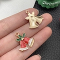 Kerst hanger dubbele bel met hulstbladeren en rood groen emaille afwerking voor sieraden - Rode Emaille Kerst Bel (19x21)