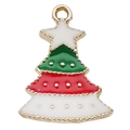 Colgante de árbol de Navidad en aleación esmaltada para creación de joyería - Árbol de Navidad de Tres Colores (15x21mm)