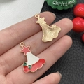 Kerstthema legering emaille bedeltjes met kerstmuts en gouden ster ontwerpen - Rood Witte Emaille Kerstboom (19x26)