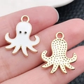 Cute octopus alloy charms for DIY jewelry making in white enamel and gold finish - Ocean Octopus 16x20mm (16750)