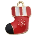 Colgante calcetín de Navidad esmaltado rojo y blanco para creación de joyas - Calcetín de Navidad Rojo (15x19mm)