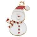 Colgante de muñeco de nieve esmaltado en oro para creación de joyas navideñas - Muñeco de Nieve Navideño Blanco (15x24mm)
