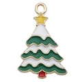 Colgante de árbol de Navidad esmaltado verde con estrella dorada para joyería DIY - Árbol de Navidad Blanco Verde (16x24mm)