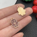 Handbediende peperkoekman bedeltje van goudkleurige legering voor kerstsieraden maken - Bruine Kerst Peperkoekmannetje