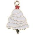 Colgante de árbol de Navidad con esmalte de colores para creación de joyería DIY - Árbol de Navidad Blanco (18x27mm)