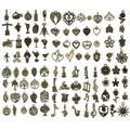 Vintage bronzen bedels set met hart en muziek motieven voor DIY sieraden maken en hobby werk - Gemengde Antiek Bronzen Stijl (SN1023)