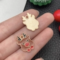 Kerst rendier emaille bedeltje met rode neus en gouden achterkant voor DIY sieraden maken - Bruine Kerst Rendier