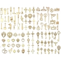 Gouden legering bedels set met gereedschap en kruisen voor het maken van DIY sieraden - Gemengde Gouden Stijl (SN1024)
