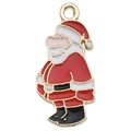 Colgante de Papá Noel esmaltado con aleación dorada para joyería DIY y accesorios de llavero - Papá Noel Rojo (12x25mm)