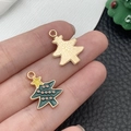 Kerstboom hangers van groen emaille en goud metaal voor DIY-sieraden maken - Groene Kerstboom (20x15)