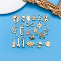 20-piece gold zinc alloy DIY jewelry charms set with assorted animal and nature shapes - Mixed Patterns (SN600)