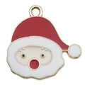 Colgante de Papá Noel de esmalte y aleación roja y blanca para joyas artesanales - Papá Noel Rojo Blanco (20x20mm)