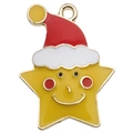 Colgante de estrella con gorro rojo de Navidad para creación de joyas DIY - Estrella de Navidad Amarilla (20x26mm)