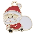 Colgante de Papá Noel en esmalte y aleación con saco de regalos para joyería DIY - Papá Noel Rojo Blanco (21x22mm)