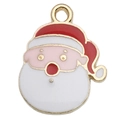 Colgante de Papá Noel en metal esmaltado con anilla para creación de joyas DIY - Papá Noel Blanco (15x19mm)