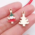 Emaillierter Weihnachtsbaum-Anhänger in Rot und Grün mit goldenem Stern für DIY - KC Gold Emaille Weihnachtsbaum Stil (12260)