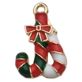 Colgante de bastón de caramelo de Navidad con lazo rojo para joyería DIY - Caramelo de Navidad (14x21mm)