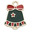 Colgante campana de Navidad con lazo rojo y estrella en acabado esmalte dorado - Campana de Navidad Verde (13x17mm)