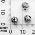 Three 10mm antique silver spacer beads with geometric relief for DIY jewelry making - Spacer Bead (21070)