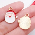 Dije de Papá Noel de esmalte colorido con acabado de aleación dorada para joyería DIY - Estilo Papá Noel de Dibujos Animados Rojo (21047)