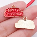 Colgante de nube esmaltado rojo Merry Christmas de aleación para joyería DIY y manualidades - Estilo Placa de Letras de Navidad Roja (21049)