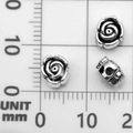 Vintage silver flower spacer beads with embossed floral patterns for DIY jewelry making - Rose Spacer Bead (21075)