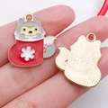 Colgante de perro navideño con cabeza de husky gris en calcetín rojo para joyería - Estilo Lobo en Calcetín de Navidad Rojo (21052)