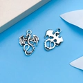 Antique silver dragon pendant in alloy with detailed wings for DIY necklace making - Small Flying Dragon Style (8266)