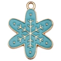 Colgante de copo de nieve azul cielo dorado para creación de joyas DIY y manualidades - Copo de Nieve Navideño Azul Lago (19x24mm)