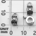 Vintage antique silver cylinder bead connector with floral pattern for DIY jewelry making - Bail Bead Hanger (21080)