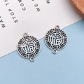 Vintage silver hollow Fu character alloy pendant with traditional auspicious cloud pattern - Double Hole Fu Character Round Style (18400)