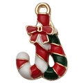 Colgante de bastón de caramelo navideño con lazo rojo para hacer joyas de bricolaje y manual - Caramelo de Navidad (14x21mm)