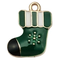 Colgante calcetín de Navidad de esmalte verde y dorado para creación de joyas DIY - Calcetín de Navidad Verde (17x19mm)