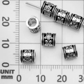 Antique silver cylinder spacer beads with floral carving for DIY jewelry bracelets - Flower Spacer Bead (21083)
