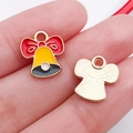 Colgante de campana de Navidad de esmalte para bisutería DIY y llaveros festivos - Estilo Campana de Navidad con Lazo Amarillo (21058)