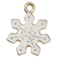 Colgante de copo de nieve navideño dorado con esmalte blanco para joyería artesanal - Copo de Nieve Navideño Blanco (17x20mm)