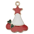 Colgante de estrella de Navidad en esmalte rojo y verde para bisutería artesanal - Árbol de Navidad Rojo Blanco (19x26mm)