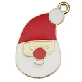 Colgante de Papá Noel esmaltado con lazo de metal dorado para crear joyas personalizadas - Papá Noel Rojo Blanco (18x30mm)