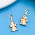 Golden zinc alloy wine bottle and glass charms for DIY jewelry making set - Wine Bottle and Glass (18319)