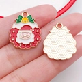 Colgante de Papá Noel esmaltado con lazo verde y cascabel para joyería DIY - Estilo Corona de Papá Noel Roja (21065)