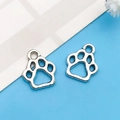 Silver alloy hollow paw print charms for DIY necklaces with top loop and metallic finish - Hollow Small Paw Print Style (9811)