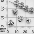 Antique silver flower spacer bead for DIY jewelry with floral relief and hanging ring - Bail Bead Hanger (21091)