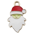 Colgante navideño estilo Grinch en esmalte rojo y verde con acabado de aleación dorada - Cabeza de Papá Noel Roja Blanca (24x14mm)