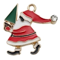 Colgante de Papá Noel de esmalte con árbol verde y diamantes de imitación para joyería DIY - Papá Noel Oro KC Rojo (23x22mm)