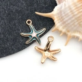 Pendentifs étoile de mer en or et émail sarcelle pour bijoux DIY et porte-clés - Bleu Royal Émail Étoile de Mer Marina (14926)