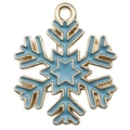 Colgante de copo de nieve esmaltado azul y dorado de aleación con lazo para joyas DIY - Copo de Nieve Oro KC Azul Lago (18x22mm)